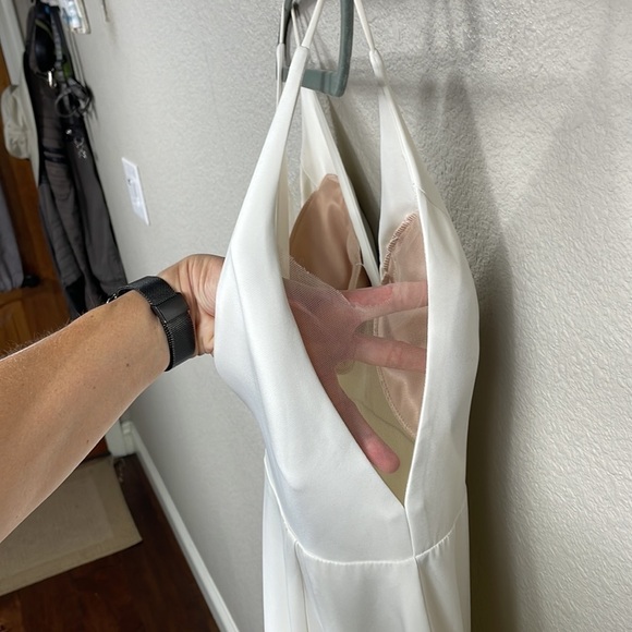 Sarah Seven Viv White Trumpet Wedding Dress Side Sheer Mesh Train Sz 8 - Picture 17 of 17